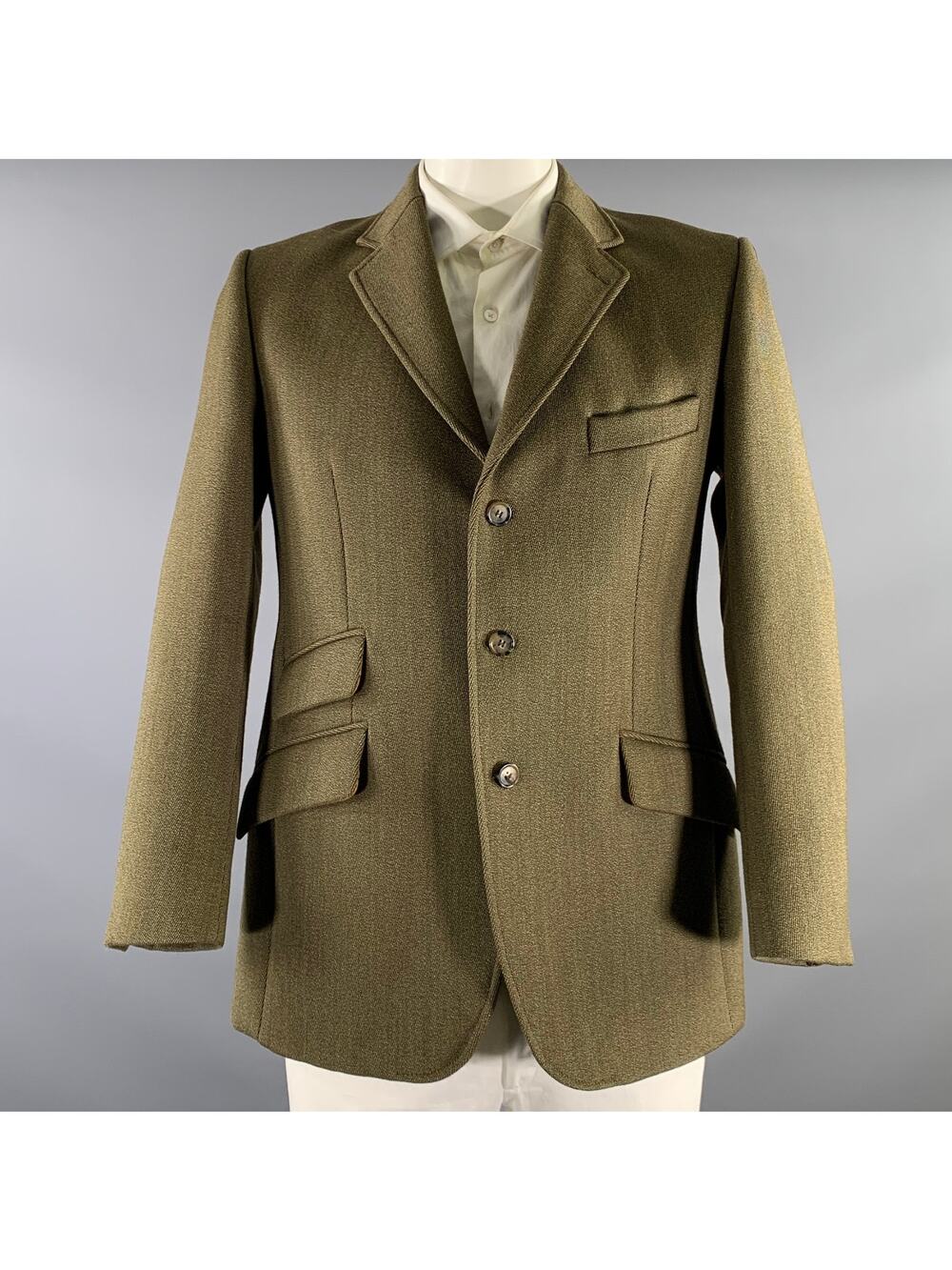 CORDINGS Chest Size 40 Green Textured Wool Notch Lapel Sport Coat